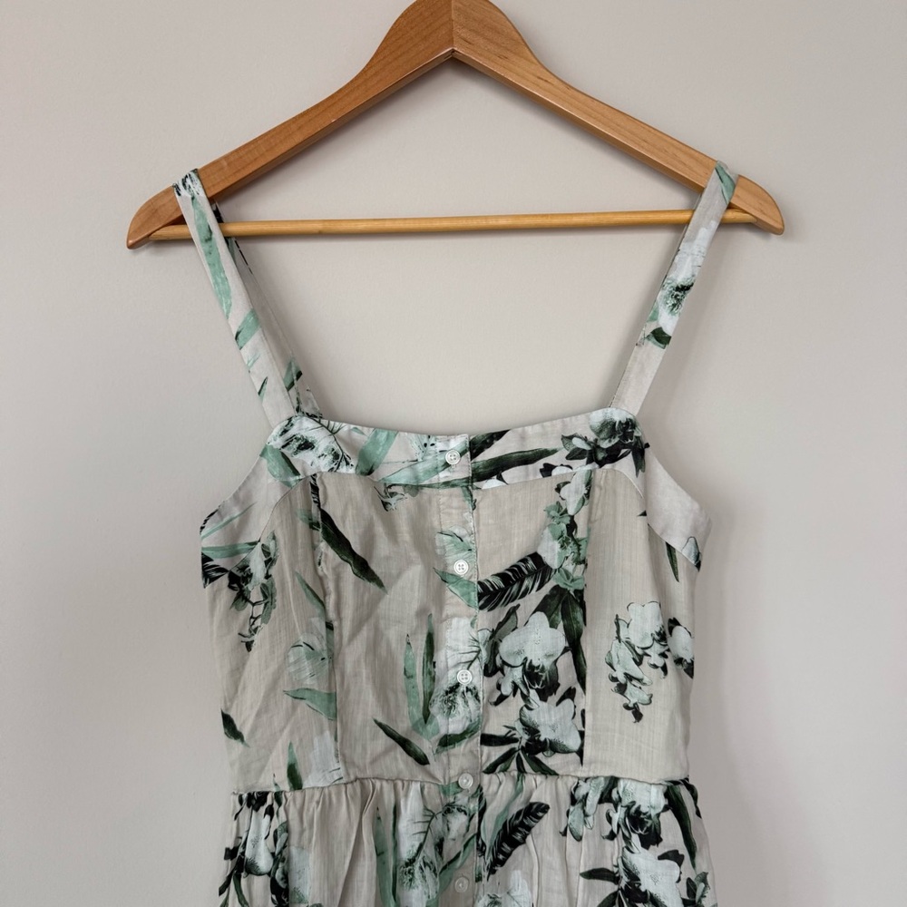 Banana Republic Ramie Button Front Maxi Dress in Khaki Floral - Picture 6 of 16